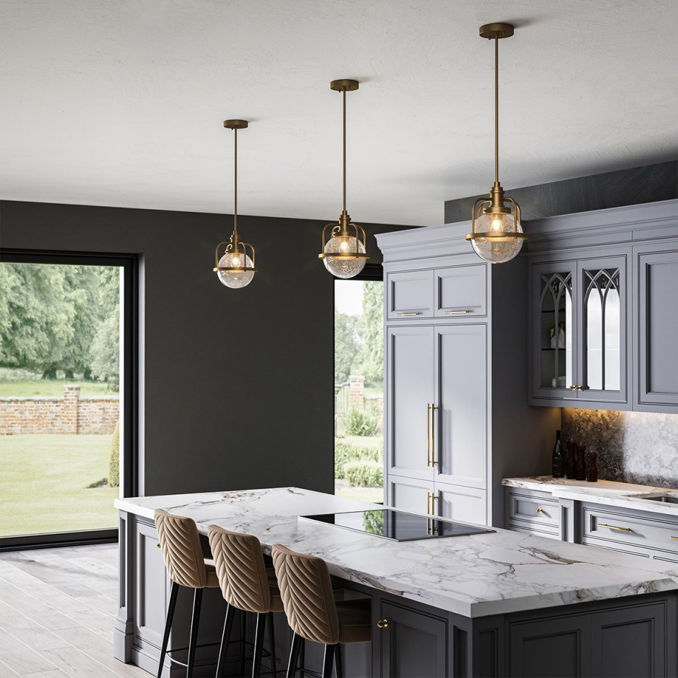 Triocent 1-Lt Ceiling Lamp Natural Brass/Glass 24cm IP44