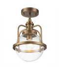 Triocent 1-Lt Ceiling Lamp Natural Brass/Glass 24cm IP44