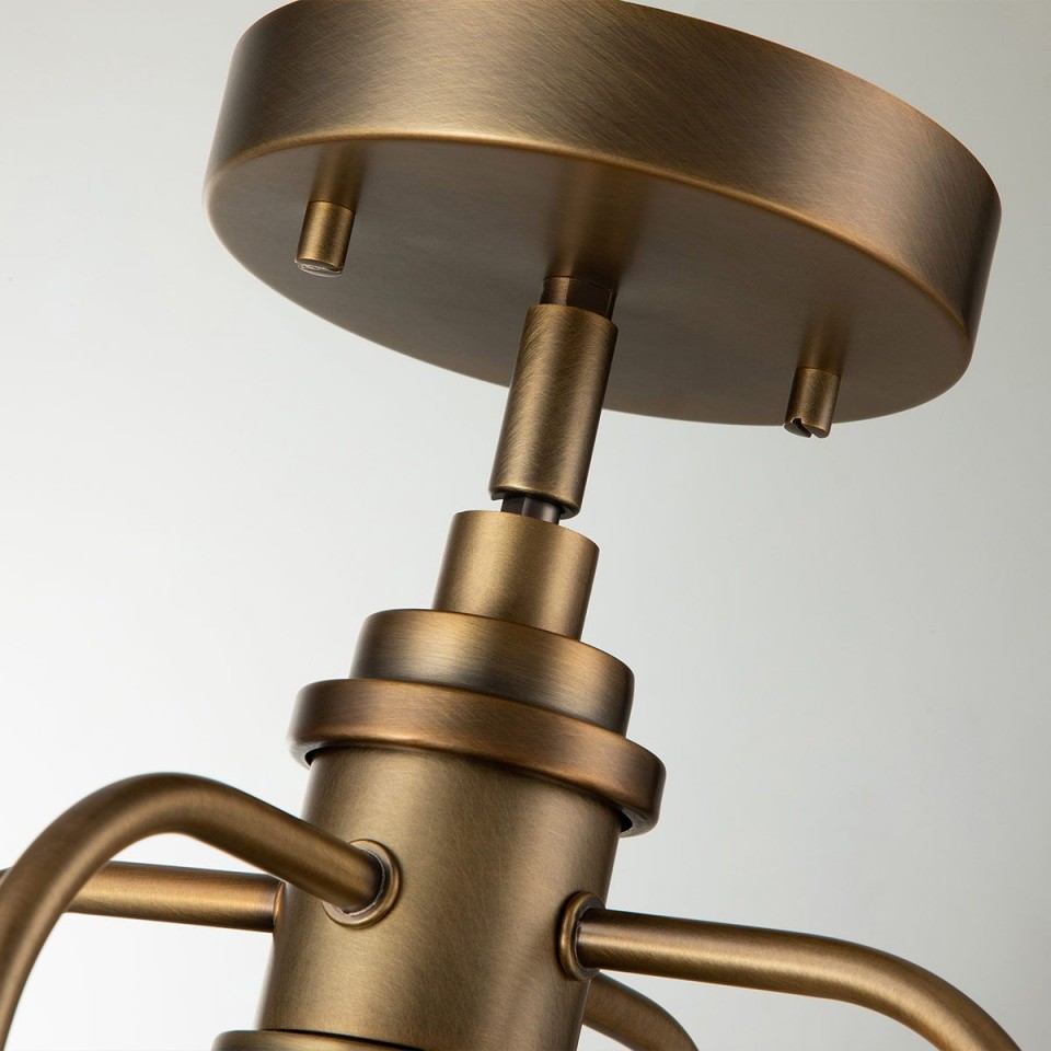 Triocent 1-Lt Ceiling Lamp Natural Brass/Glass 24cm IP44