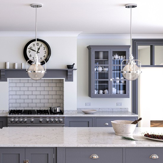 Triocent 1-lt taklampa i polerad nickel/glas 24cm IP44