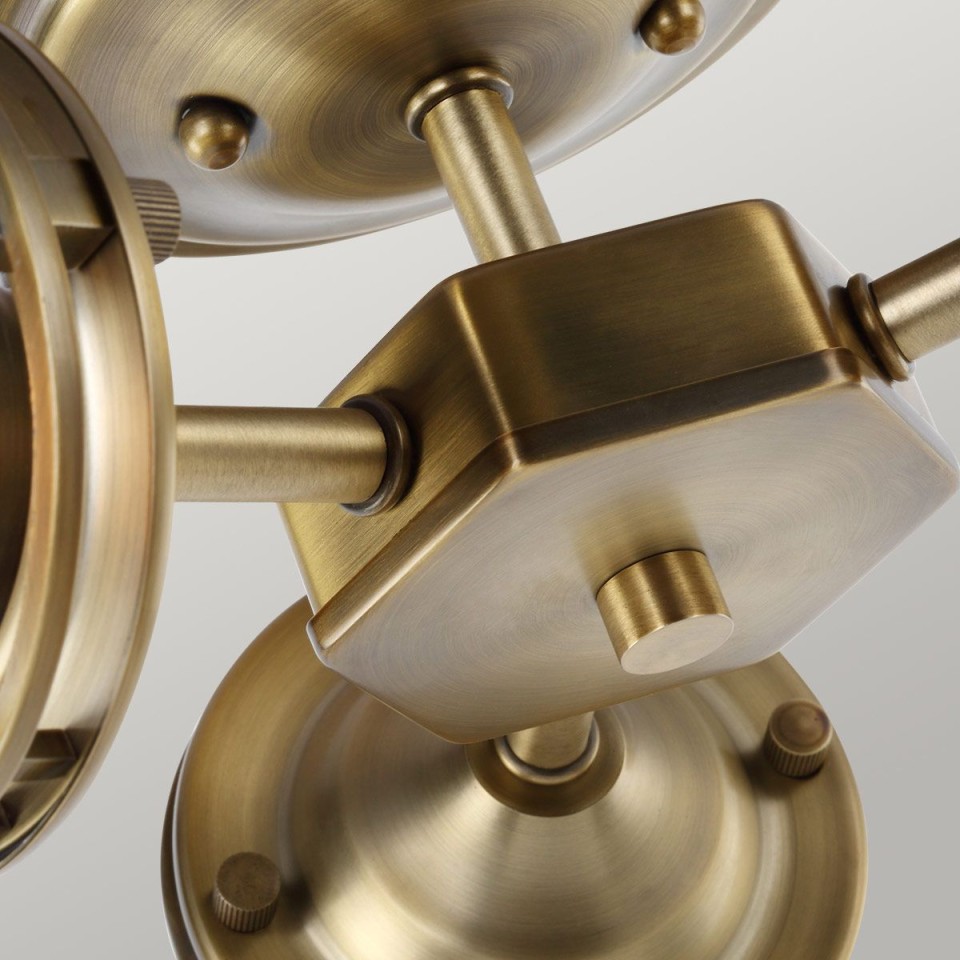 Urban Restoration 3-ljus plafond mässing/klart 65,4cm IP44