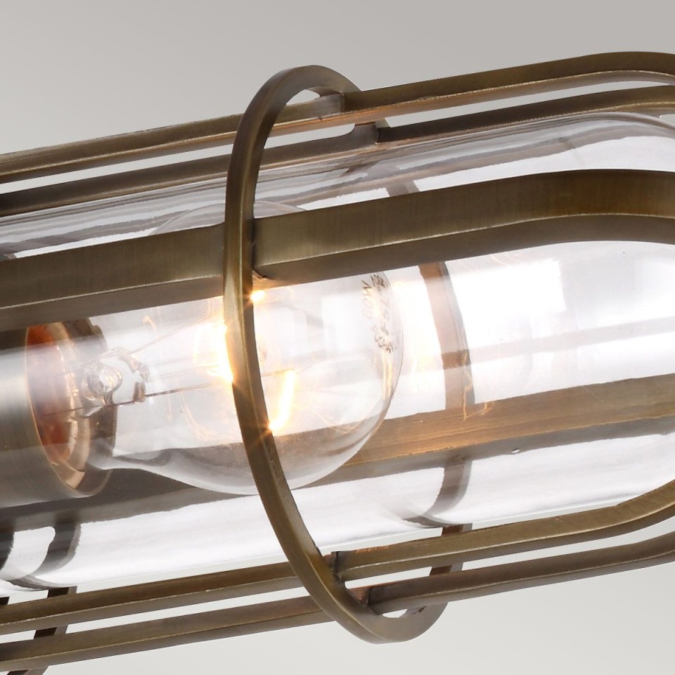 Urban Restoration 3-ljus plafond mässing/klart 65,4cm IP44