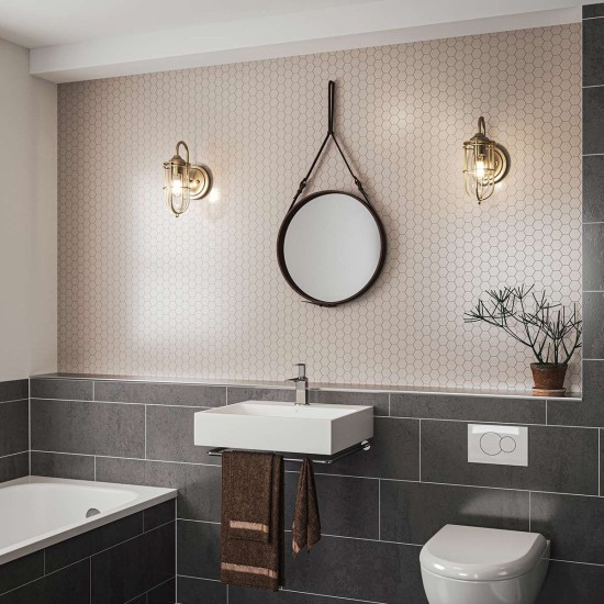 Urban Restoration 1-ljus vägglampa mässing/klart glas 31,1cm IP44