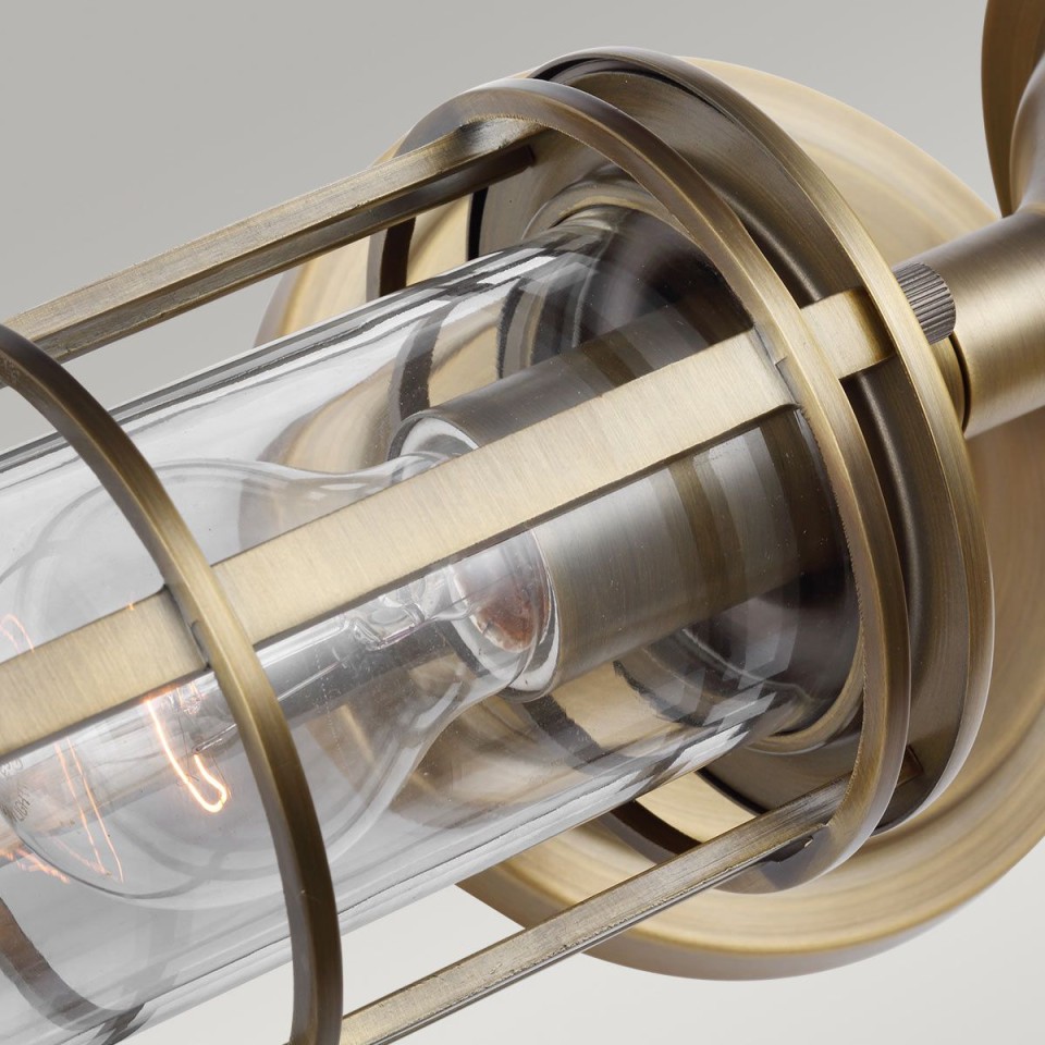 Urban Restoration 2-ljus vägglampa mässing/klart glas 51,4cm IP44