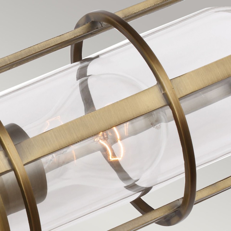 Urban Restoration 2-ljus vägglampa mässing/klart glas 51,4cm IP44