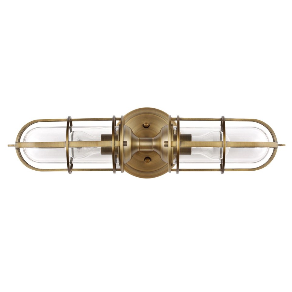 Urban Restoration 2-ljus vägglampa mässing/klart glas 51,4cm IP44