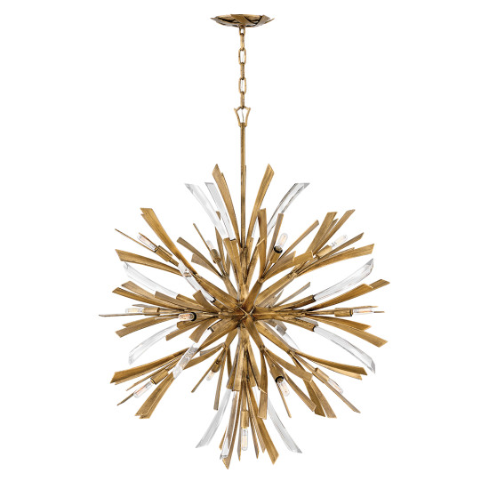 Vida 13-lt stor taklampa förgylld guld/kristall 91,4cm Vida 13-lt stor taklampa förgylld guld/kristall 91,4cm