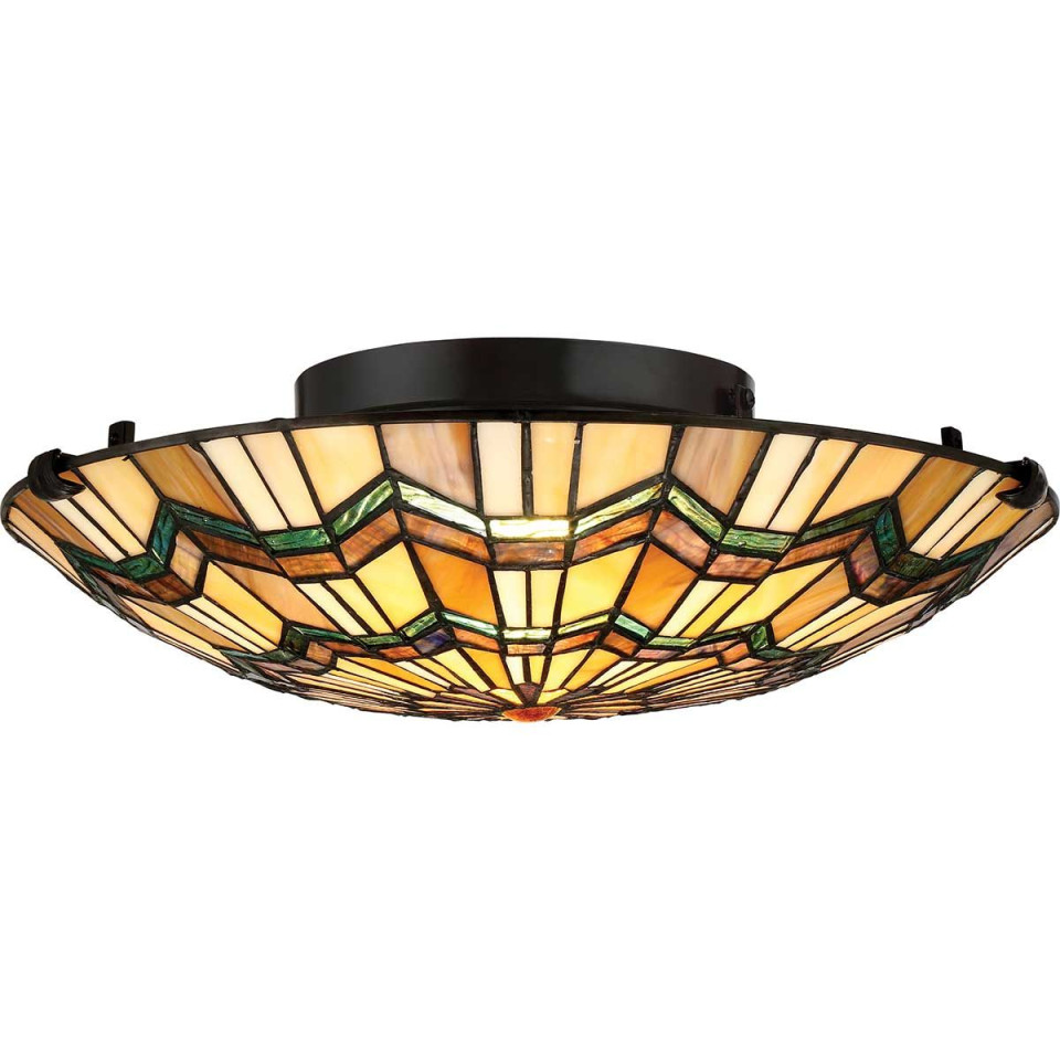 Alcott 2 light tiffany style plafond valiant bronze 42.1cm Elstead Lighting Alcott 2 light tiffany style plafond valiant bronze 42.1cm