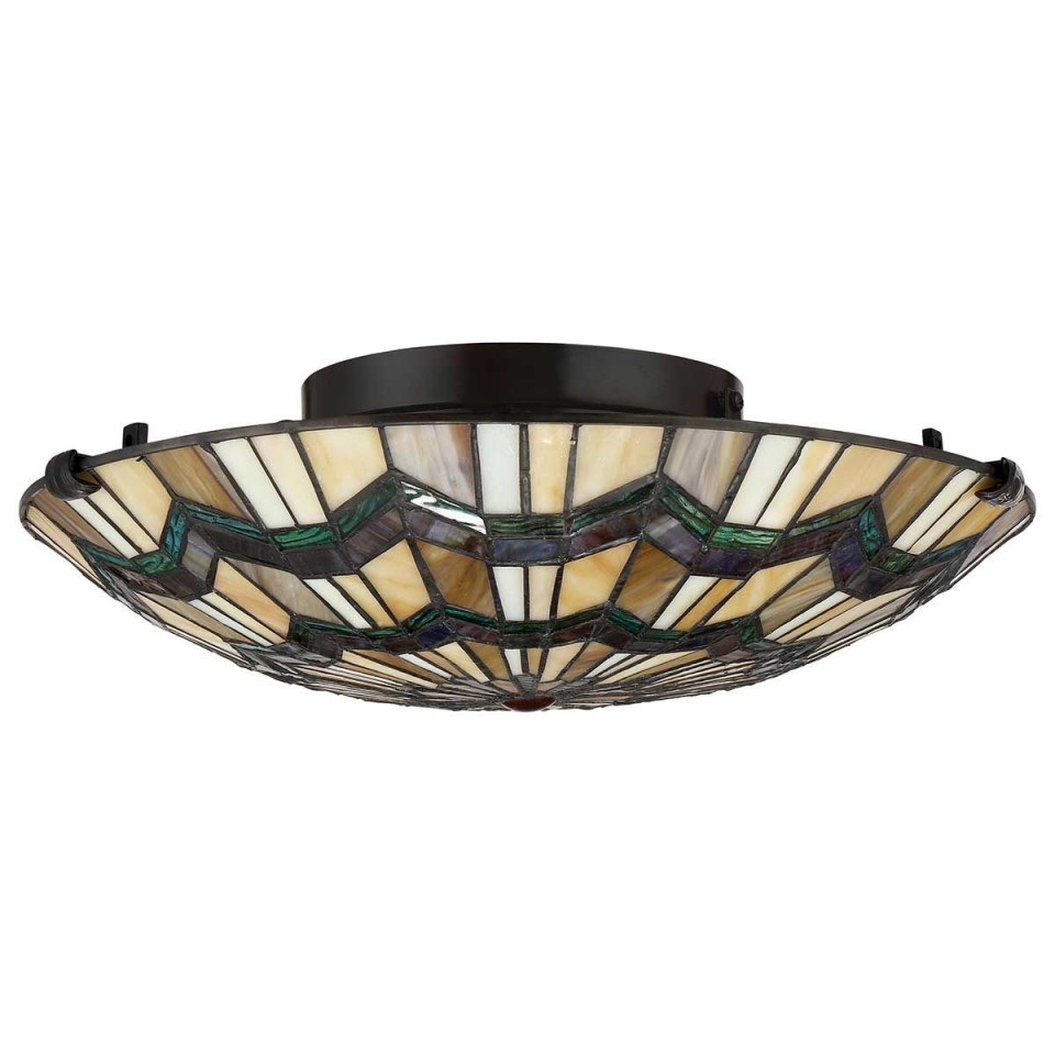 Alcott 2 light tiffany style plafond valiant bronze 42.1cm Elstead Lighting Alcott 2 light tiffany style plafond valiant bronze 42.1cm
