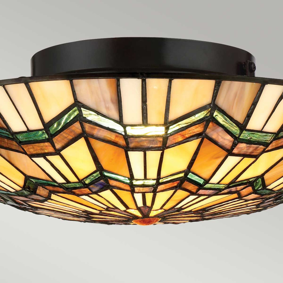 Alcott 2 light tiffany style plafond valiant bronze 42.1cm Elstead Lighting Alcott 2 light tiffany style plafond valiant bronze 42.1cm