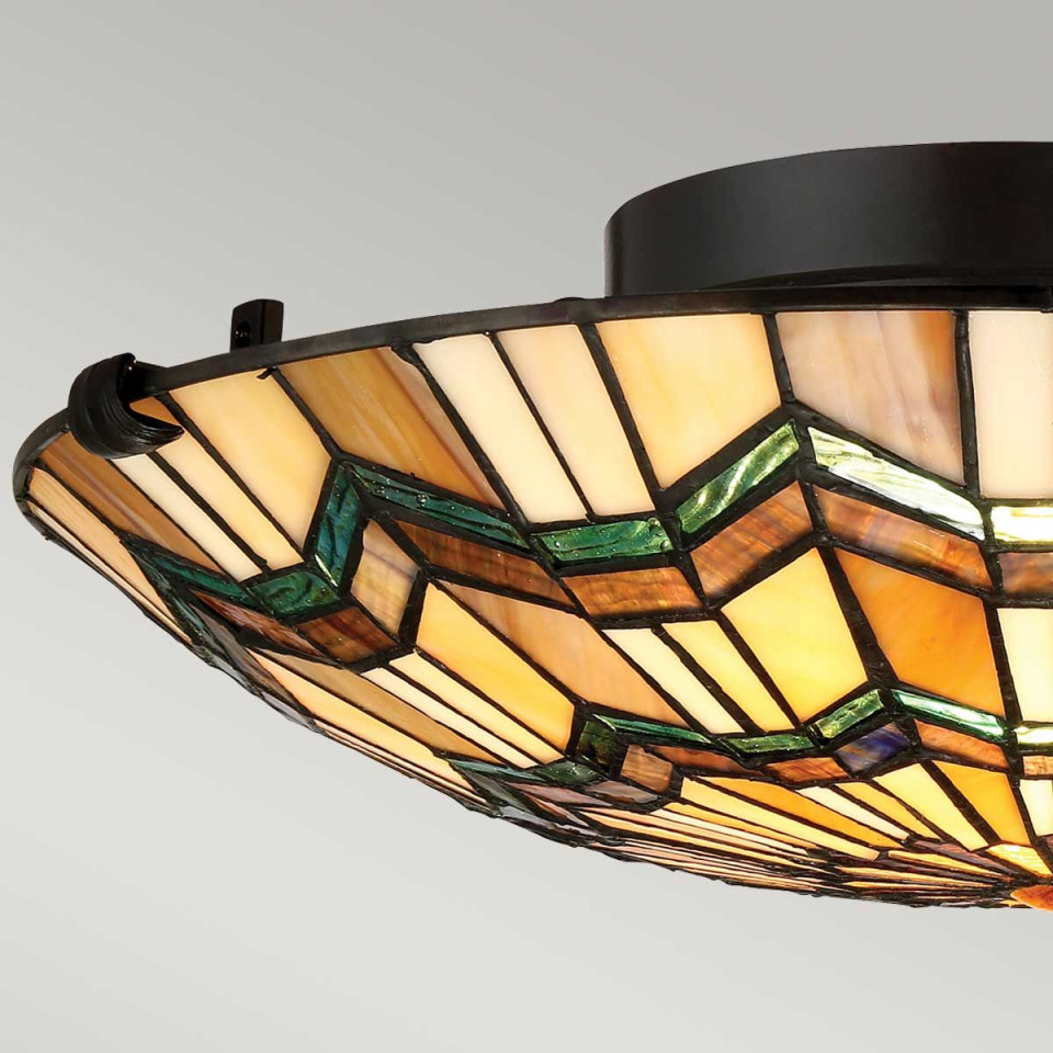 Alcott 2 light tiffany style plafond valiant bronze 42.1cm Elstead Lighting Alcott 2 light tiffany style plafond valiant bronze 42.1cm