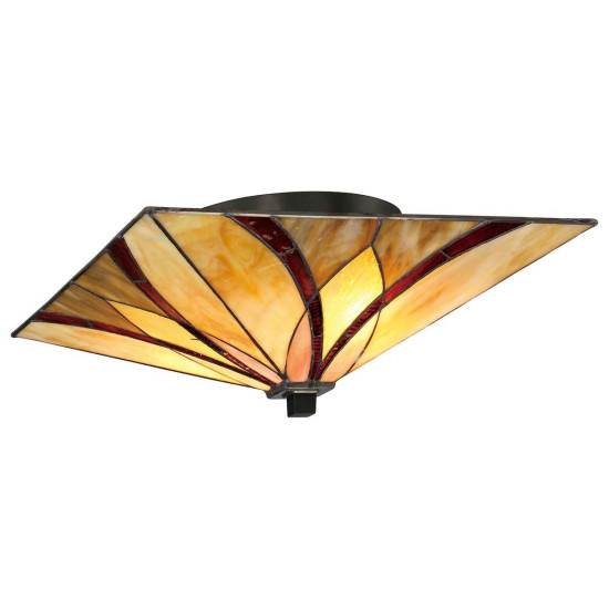 Asheville 2 light tiffany style plafond valiant bronze 38.1cm Asheville 2 light tiffany style plafond valiant bronze 38.1cm