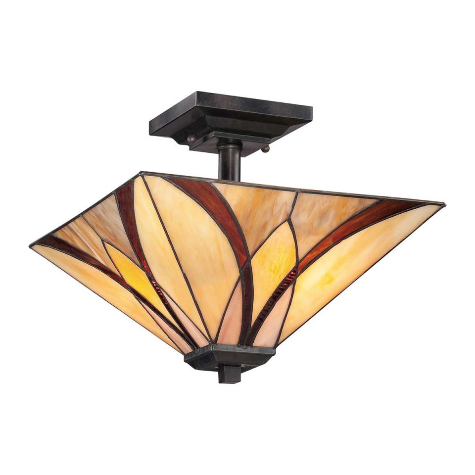 Asheville 2 light tiffany style plafond valiant bronze 35.6cm Elstead Lighting Asheville 2 light tiffany style plafond valiant bronze 35.6cm