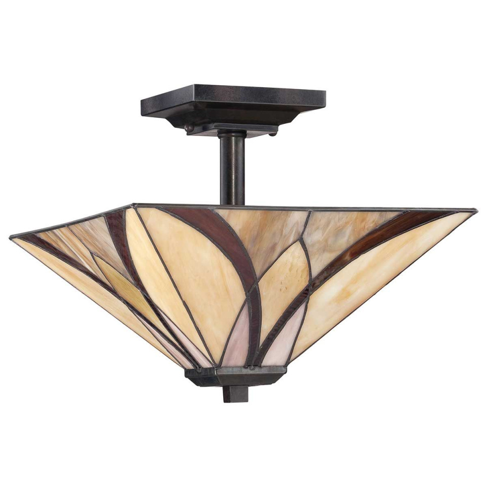 Asheville 2 light tiffany style plafond valiant bronze 35.6cm Elstead Lighting Asheville 2 light tiffany style plafond valiant bronze 35.6cm