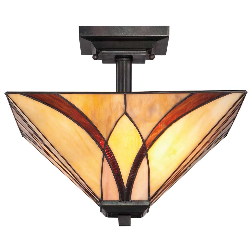 Asheville 2 light tiffany style plafond valiant bronze 35.6cm Elstead Lighting Asheville 2 light tiffany style plafond valiant bronze 35.6cm