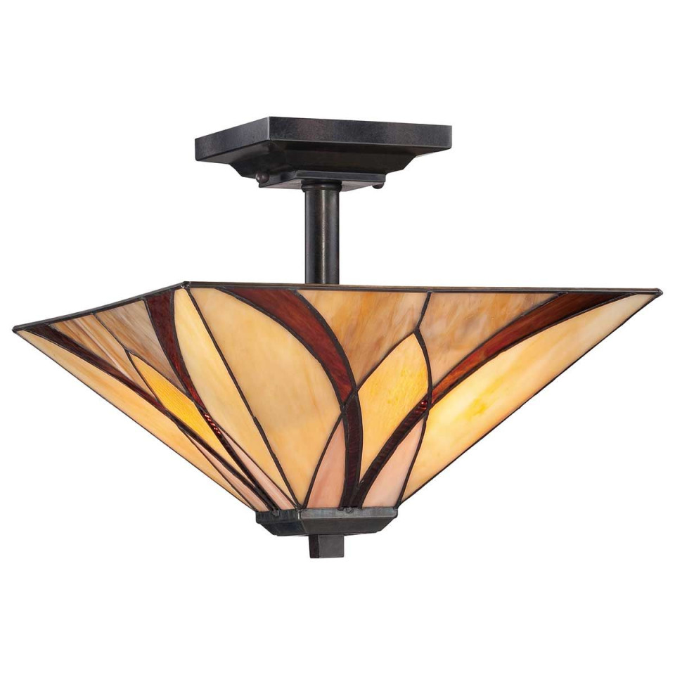 Asheville 2 light tiffany style plafond valiant bronze 35.6cm Elstead Lighting Asheville 2 light tiffany style plafond valiant bronze 35.6cm