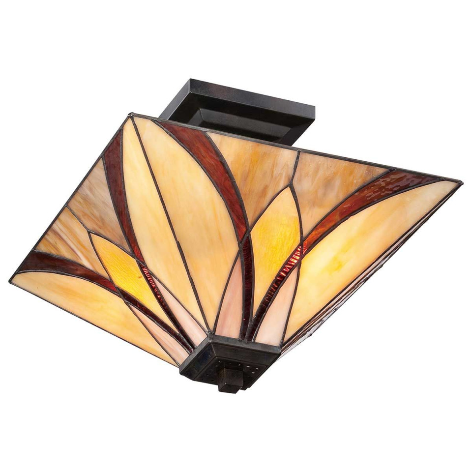 Asheville 2 light tiffany style plafond valiant bronze 35.6cm Elstead Lighting Asheville 2 light tiffany style plafond valiant bronze 35.6cm