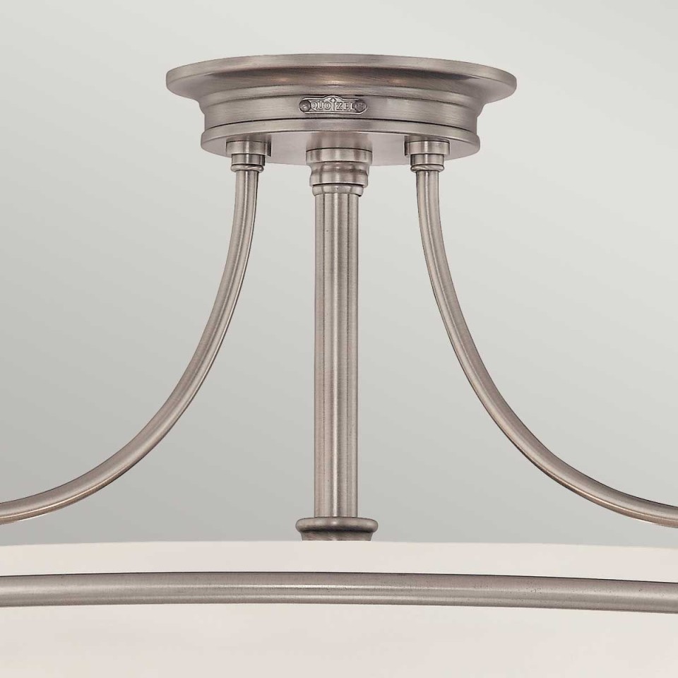 Griffin 3-lt semi-flush ceiling light antique nickel 42.2 cm