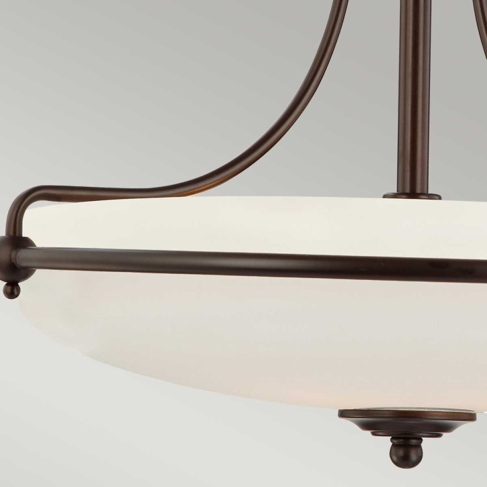 Griffin 3-lt semi-flush ceiling light palladian bronze 42.2 cm