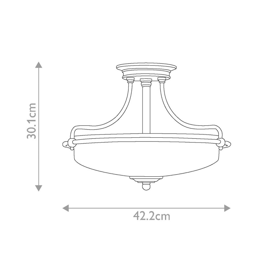 Griffin 3-lt semi-flush ceiling light antique nickel 42.2 cm