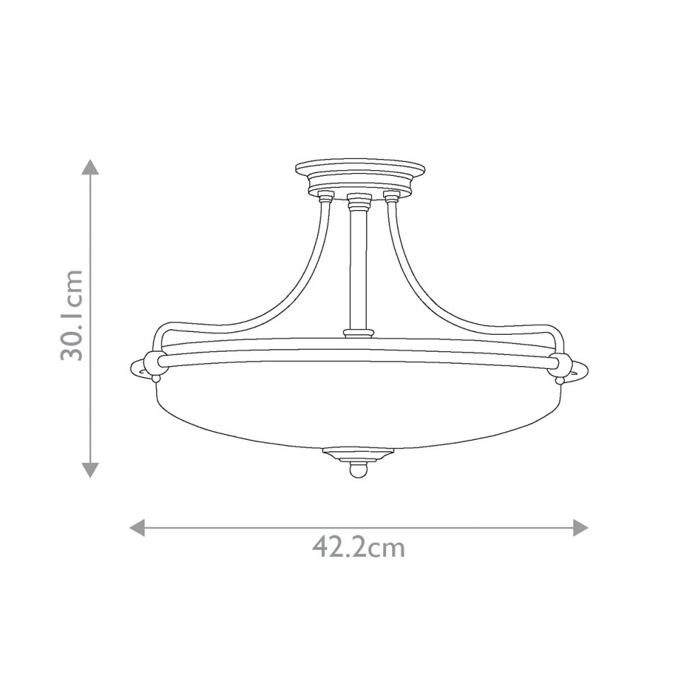 Griffin 3-lt semi-flush ceiling light palladian bronze 42.2 cm