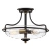 Griffin 3-lt semi-flush ceiling light palladian bronze with weathered brass accents 42.2 cm