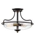Griffin 3-lt semi-flush ceiling light palladian bronze with weathered brass accents 42.2 cm