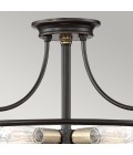 Griffin 3-lt semi-flush ceiling light palladian bronze with weathered brass accents 42.2 cm