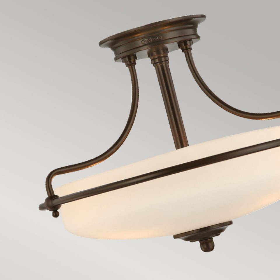 Griffin 3-lt semi-flush ceiling light palladian bronze 42.2 cm