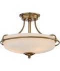 Griffin 3-lt semi-flush ceiling light weathered brass 42.2 cm
