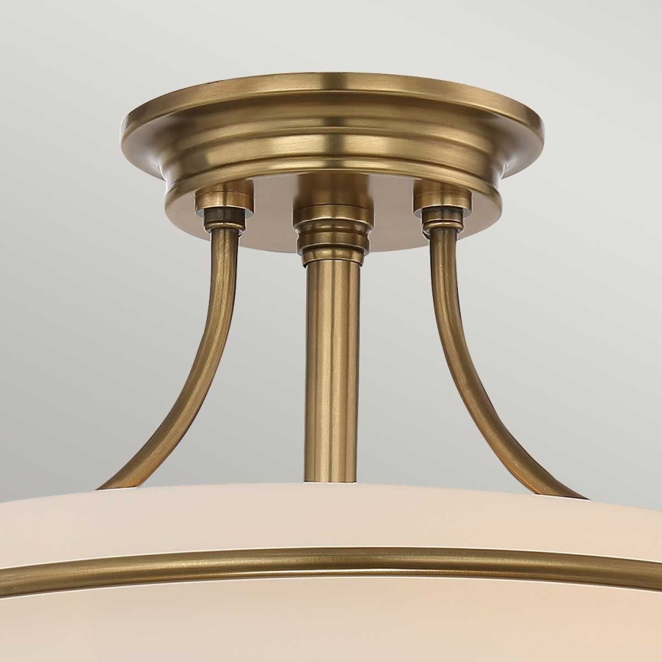 Griffin 3-lt semi-flush ceiling light weathered brass 42.2 cm