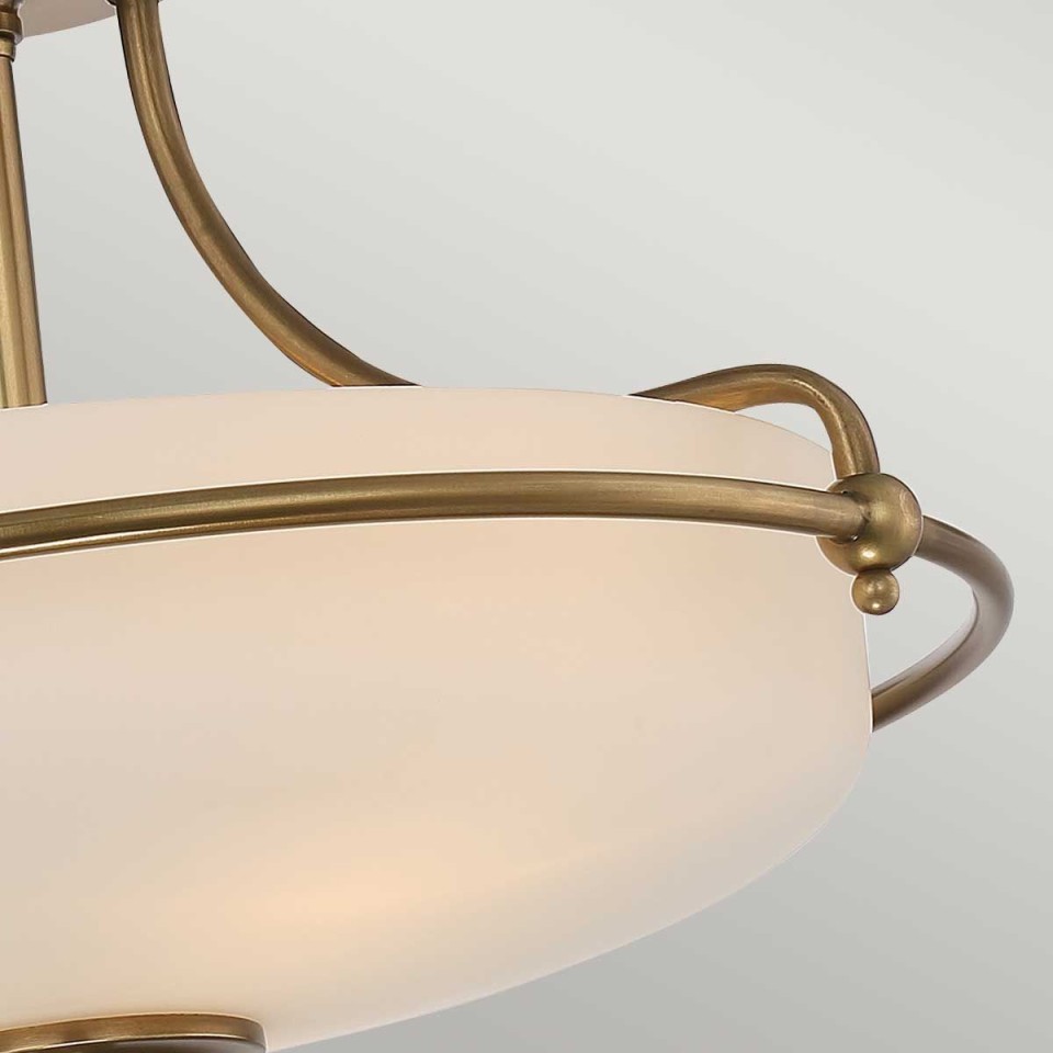 Griffin 3-lt semi-flush ceiling light weathered brass 42.2 cm