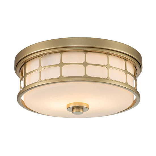Guardian 2-Lt Flush Fitting Light Natural Brass/White 34.5cm IP44 Guardian 2-Lt Flush Fitting Light Natural Brass/White 34.5cm IP44