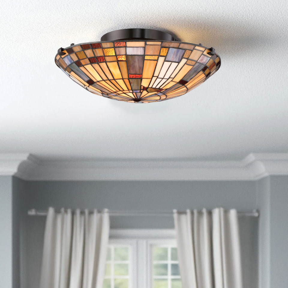Inglenook 2-ljus plafond brons/konstglas 40,7 cm Quoizel Inglenook 2-ljus plafond brons/konstglas 40,7 cm