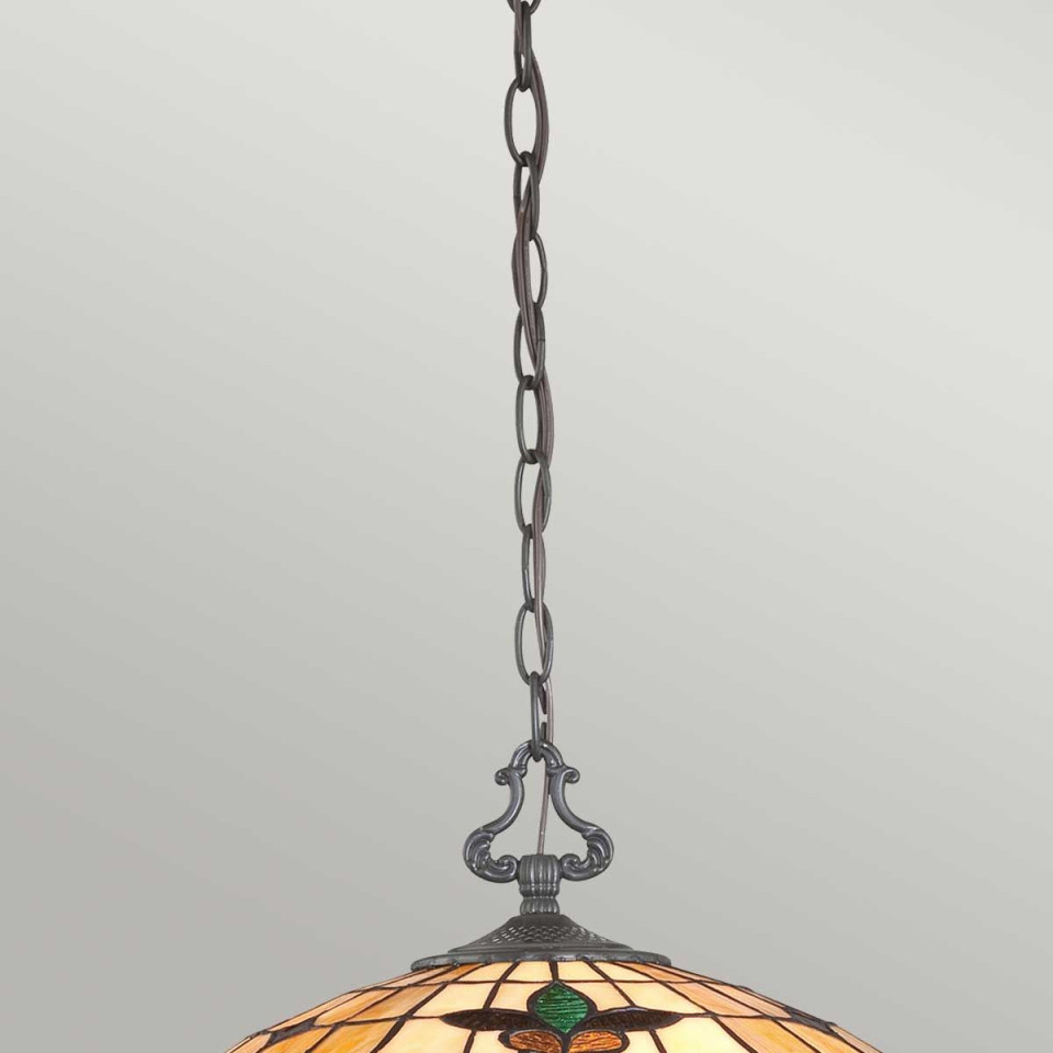 Kami 3 light tiffany style ceiling light vintage bronze 50.8cm