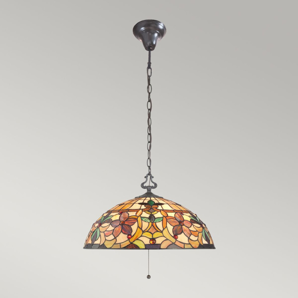 Kami 3 light tiffany style ceiling light vintage bronze 50.8cm