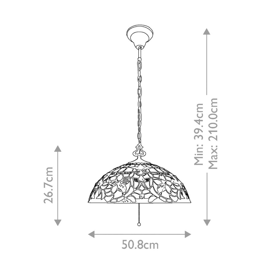 Kami 3 light tiffany style ceiling light vintage bronze 50.8cm