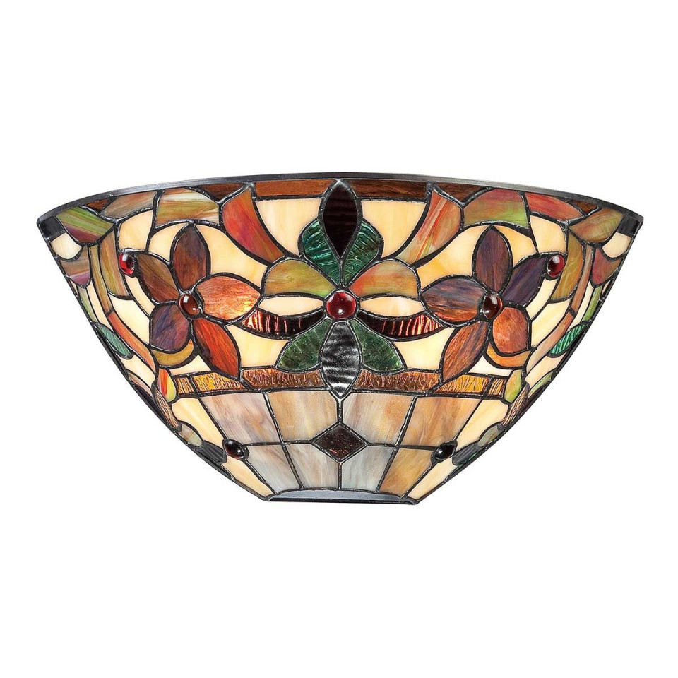 Kami 2 light tiffany style wall light vintage bronze 36.8cm Elstead Lighting Kami 2 light tiffany style wall light vintage bronze 36.8cm