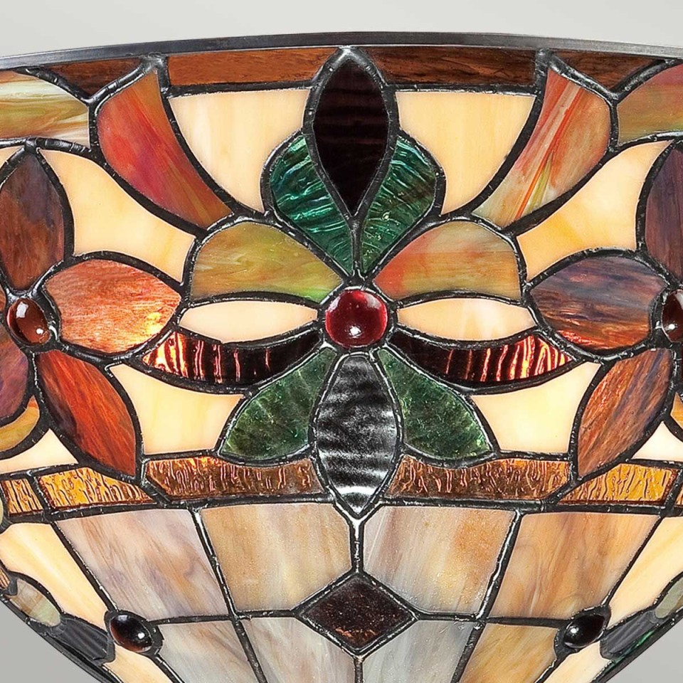 Kami 2 light tiffany style wall light vintage bronze 36.8cm Elstead Lighting Kami 2 light tiffany style wall light vintage bronze 36.8cm