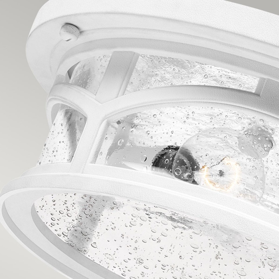 Marblehead 2-Lt Outdoor Flush Light White/Clear 33cm IP44