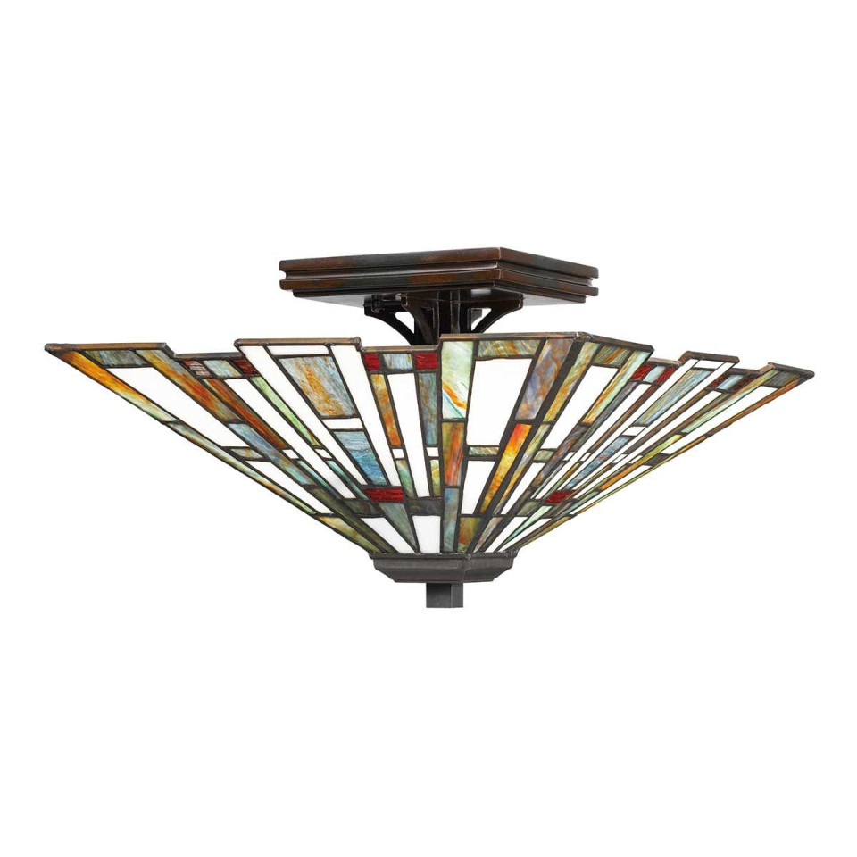 Maybeck 2 light tiffany style plafond valiant bronze 36.7cm Elstead Lighting Maybeck 2 light tiffany style plafond valiant bronze 36.7cm
