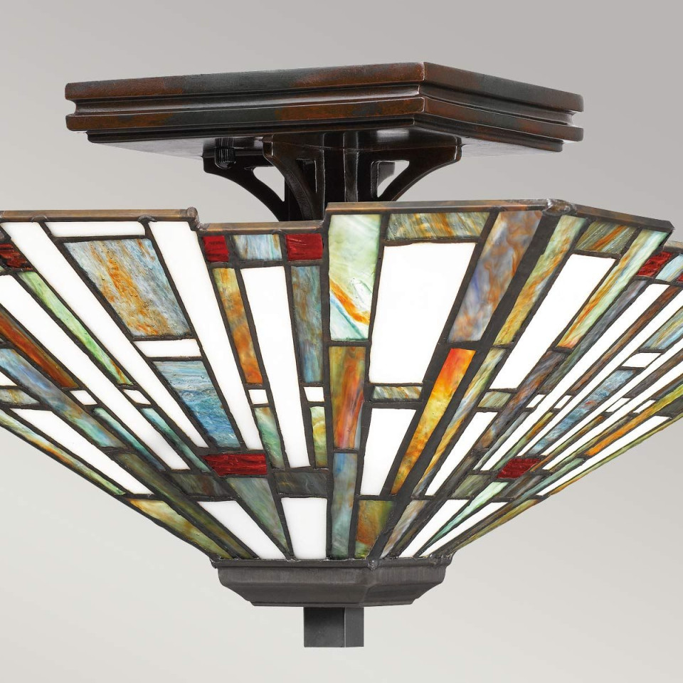 Maybeck 2 light tiffany style plafond valiant bronze 36.7cm Elstead Lighting Maybeck 2 light tiffany style plafond valiant bronze 36.7cm