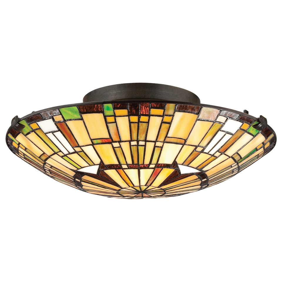 Reed 2-ljus plafond brons/konstglas 42 cm Quoizel Reed 2-ljus plafond brons/konstglas 42 cm