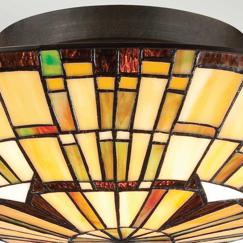 Reed 2-ljus plafond brons/konstglas 42 cm Quoizel Reed 2-ljus plafond brons/konstglas 42 cm