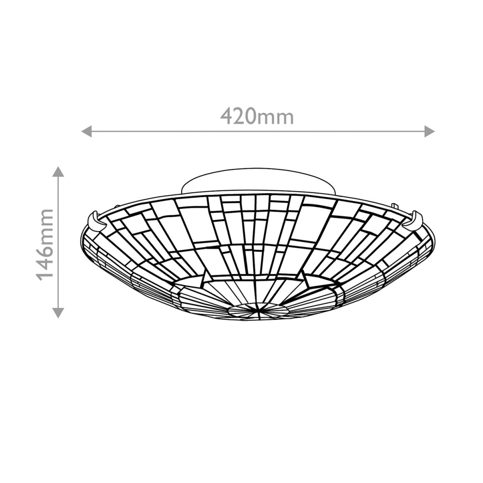 Reed 2-ljus plafond brons/konstglas 42 cm Quoizel Reed 2-ljus plafond brons/konstglas 42 cm