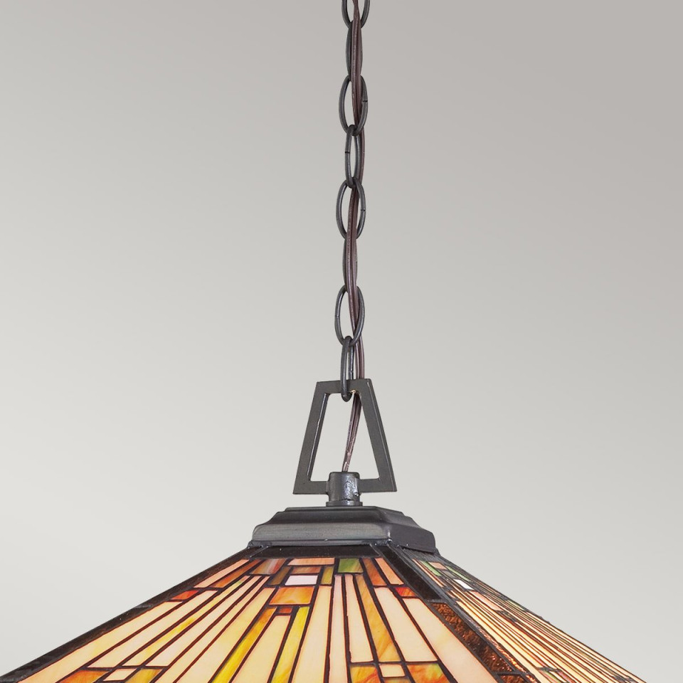 Stephen 3 tiffany style ceiling light vintage bronze 40.8cm Elstead Lighting Stephen 3 tiffany style ceiling light vintage bronze 40.8cm