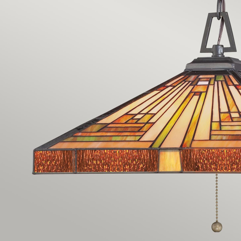 Stephen 3 tiffany style ceiling light vintage bronze 40.8cm Elstead Lighting Stephen 3 tiffany style ceiling light vintage bronze 40.8cm