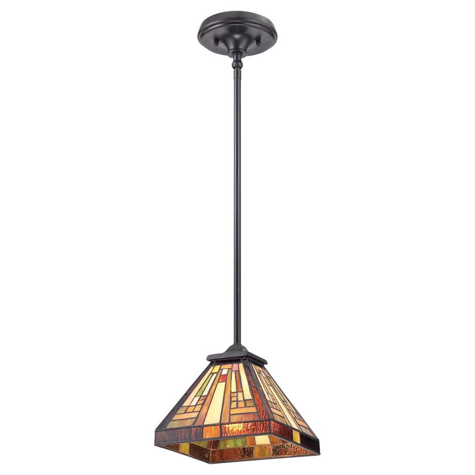 Stephen 1 tiffany style rod mini ceiling light vintage bronze 20.3cm Elstead Lighting Stephen 1 tiffany style rod mini ceiling light vintage bronze 20.3cm
