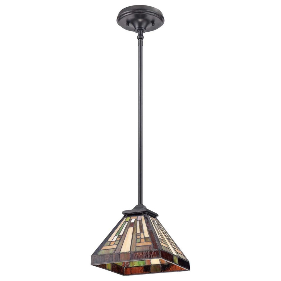 Stephen 1 tiffany style rod mini ceiling light vintage bronze 20.3cm Elstead Lighting Stephen 1 tiffany style rod mini ceiling light vintage bronze 20.3cm