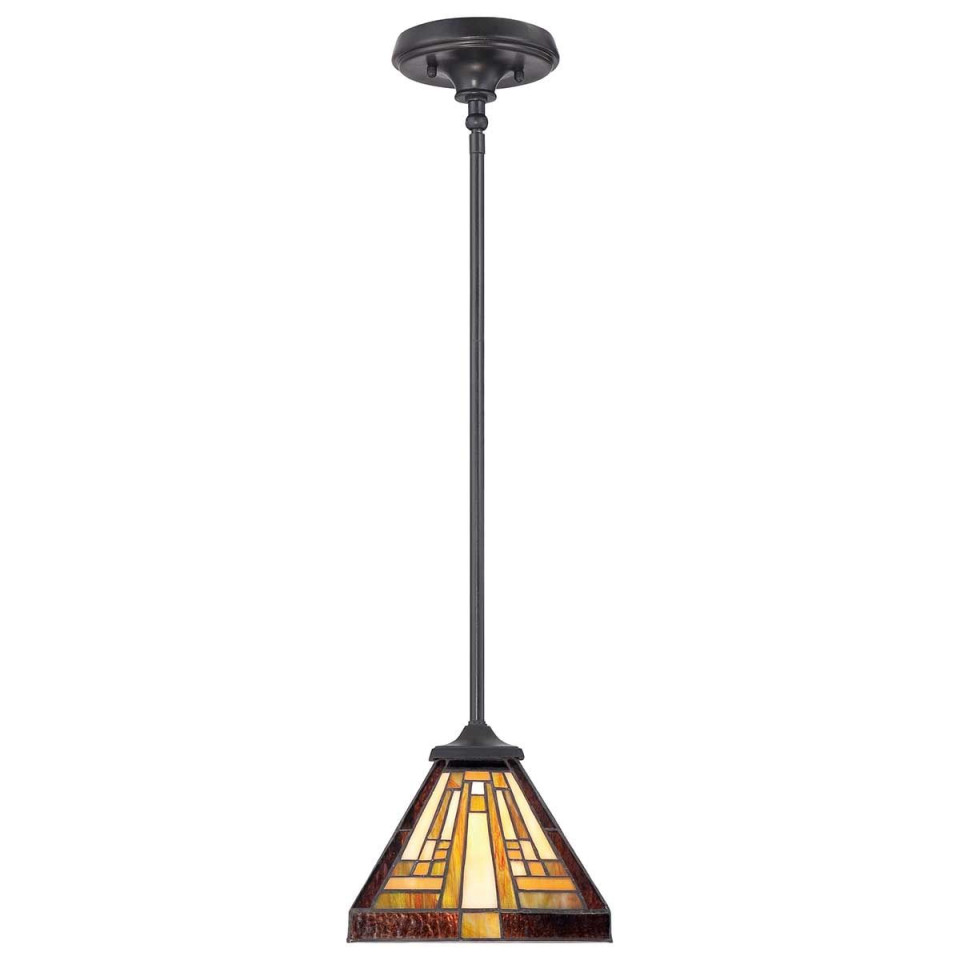 Stephen 1 tiffany style rod mini ceiling light vintage bronze 20.3cm Elstead Lighting Stephen 1 tiffany style rod mini ceiling light vintage bronze 20.3cm